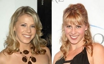 A picture of Before (left) and after (right) picture of Jodie Sweetin.